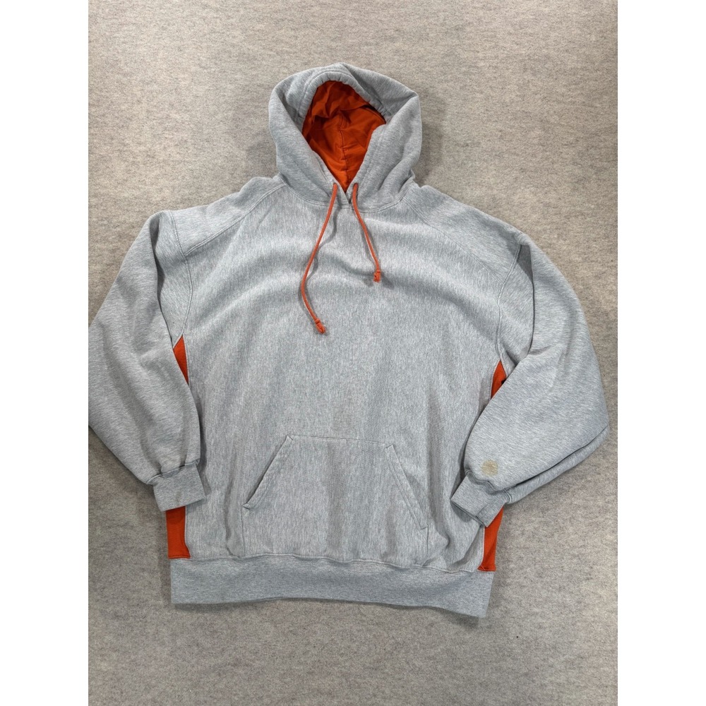 Badger Sportswear Underarm Hoodie Mens 3XL Gray Orange Fleece Lined Pullover